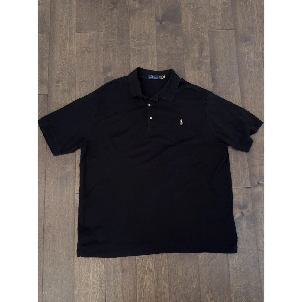 Ralph Lauren Mens Short Sleeve Black Classic Fit Polo Shirt Size 2XB Flesh Pony